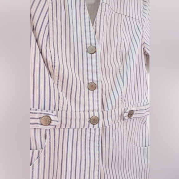 Urban Outfitters BDG Striped Romper Magritte Button-Front Shortall Coverall Sz M - Picture 9 of 11